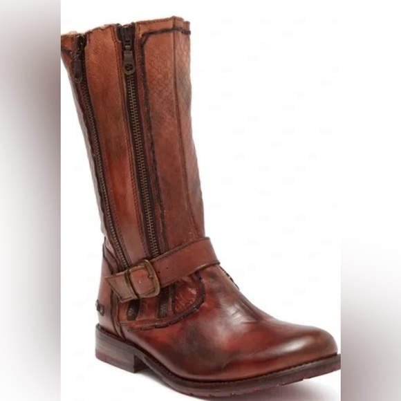 Bed Stu Hustle Leather Mid Calf Zipper Boots 6.5 Teak Rowan - Picture 2 of 11